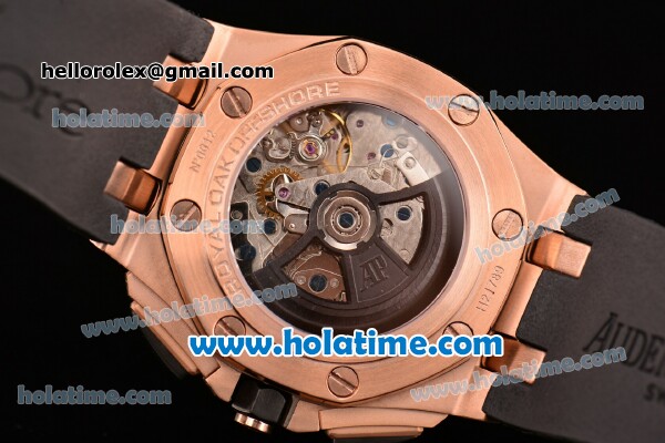 Audemars Piguet Royal Oak Offshore Swiss Valjoux 7750 Automatic Rose Gold Case with Black Bezel Stick Markers and Black Dial (EF) - Click Image to Close